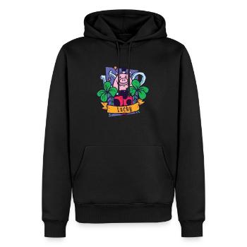 Bonne chance - Sweat à capuche Premium bio Homme - noir - Devant - Nico (187cm)