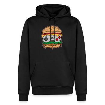Hamburger Gaming Controller - Männer Premium Bio Hoodie - Schwarz - Vorne - Nico (187cm)