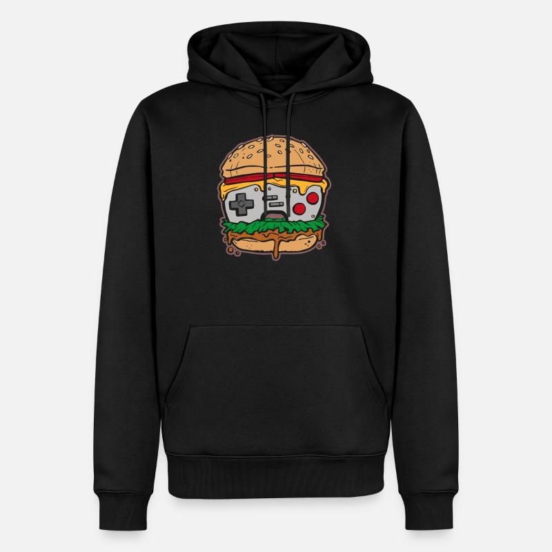 Hamburger Gaming Controller - Männer Premium Bio Hoodie - Schwarz