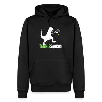 Tennissaurus Lustiges Kinder Dino Tennis Motiv - Männer Premium Bio Hoodie - Schwarz - Vorne - Nico (187cm)