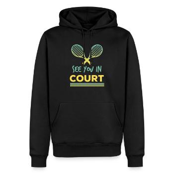 Tennis - see you in court - Shirt - Männer Premium Bio Hoodie - Schwarz - Vorne - Nico (187cm)