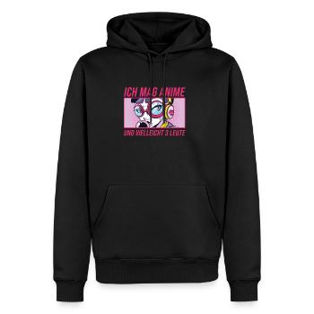 Ich mag Anime und 3 Leute - Männer Premium Bio Hoodie - Schwarz - Vorne - Nico (187cm)