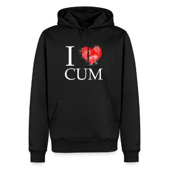 J’adore Sperme Sperme Sperme Jizzle sperme sous-traitance sexe - Sweat à capuche Premium bio Homme - noir - Devant - Nico (187cm)