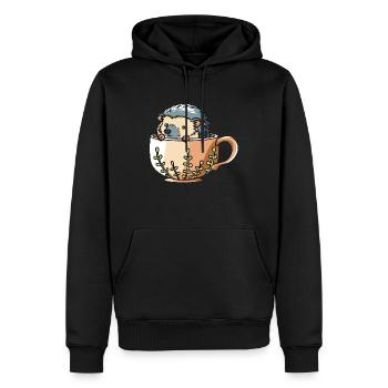 Igel mit Krug - Männer Premium Bio Hoodie - Schwarz - Vorne - Nico (187cm)