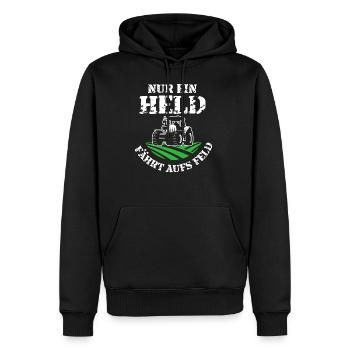 Vintage Nur ein Held fährt aufs Feld Design Bauern - Männer Premium Bio Hoodie - Schwarz - Vorne - Nico (187cm)