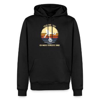 Einrad Verrueckte Sachen - Männer Premium Bio Hoodie - Schwarz - Vorne - Nico (187cm)
