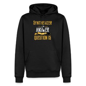 Synthétiseurs - Sweat à capuche Premium bio Homme - noir - Devant - Nico (187cm)