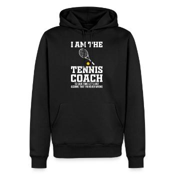 Entraîneur de tennis Entraîneur de tennis Cadeau drôle - Sweat à capuche Premium bio Homme - noir - Devant - Nico (187cm)