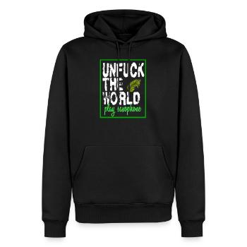 saxophone - Sweat à capuche Premium bio Homme - noir - Devant - Nico (187cm)