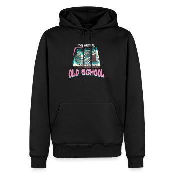 Platine vinyle originale old school vinyle DJ - Sweat à capuche Premium bio Homme - noir - Devant - Nico (187cm)