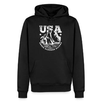 USA Unser Schönes Allgäu Berge Wandern Geschenk - Männer Premium Bio Hoodie - Schwarz - Vorne - Nico (187cm)