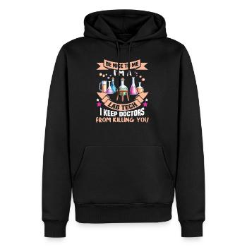 Soyez gentil avec moi, je suis un technicien de laboratoire, je garde les médecins de k - Sweat à capuche Premium bio Homme - noir - Devant - Nico (187cm)