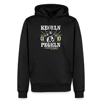 Kegeln und Pegeln - Lustiges Bowling Geschenk - Männer Premium Bio Hoodie - Schwarz - Vorne - Nico (187cm)