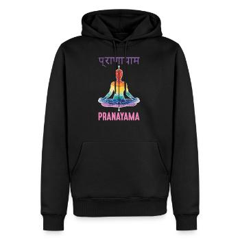 Pranayama Buddhismus Zen Yoga Meditation - Männer Premium Bio Hoodie - Schwarz - Vorne - Nico (187cm)