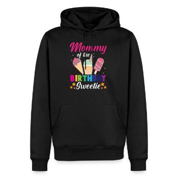 Anniversaire maman crème glacée princesse enfant - Sweat à capuche Premium bio Homme - noir - Devant - Nico (187cm)