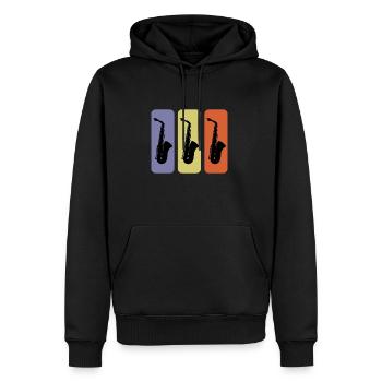 Saxophon Saxophonspieler VIntage - Männer Premium Bio Hoodie - Schwarz - Vorne - Nico (187cm)