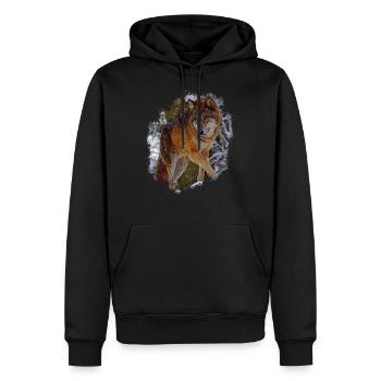 wolf - Men’s Premium Organic Hoodie - black - Front - Nico (187cm)