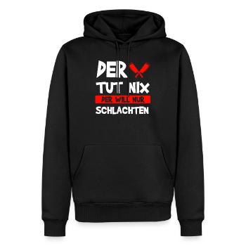 Fleischer Fleisch Metzger Geschenk - Männer Premium Bio Hoodie - Schwarz - Vorne - Nico (187cm)