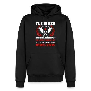 Fleischer Wurst Metzger Geschenk - Männer Premium Bio Hoodie - Schwarz - Vorne - Nico (187cm)