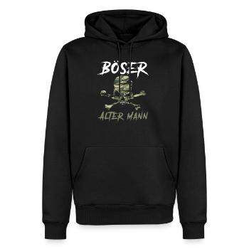 Böser alter Mann Camouflage Tarnmuster Totenkopf - Männer Premium Bio Hoodie - Schwarz - Vorne - Nico (187cm)