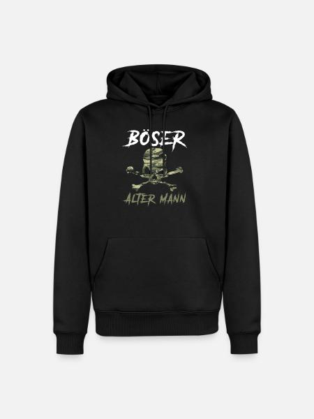 Böser alter Mann Camouflage Tarnmuster Totenkopf - Männer Premium Bio Hoodie - Schwarz