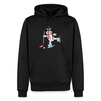 Joueur de hockey sur glace licorne enfant sport d'hiver magique - Sweat à capuche Premium bio Homme - noir - Devant - Nico (187cm)