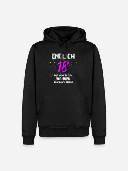 Endlich 18 Geburtstag Lustig Eltern Volljährig - Männer Premium Bio Hoodie - Schwarz