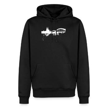 Köln Skyline Kölner Dom Deutzer Brücke Stadt Kölsc - Männer Premium Bio Hoodie - Schwarz - Vorne - Nico (187cm)
