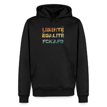 Liberté, Égalité, FCK AFD - Vintage Anti Racism - Sweat à capuche Premium bio Homme - noir - Devant - Nico (187cm)