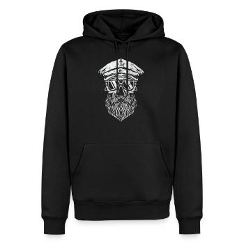 Capitaine Skull Beard Sailor Navigator Ship - Sweat à capuche Premium bio Homme - noir - Devant - Nico (187cm)