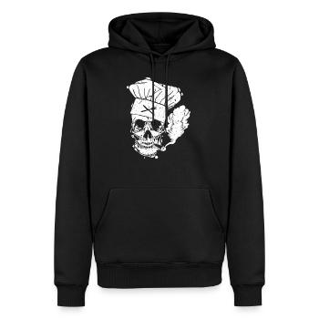 Chemise de cuisinier drôle - Sweat à capuche Premium bio Homme - noir - Devant - Nico (187cm)