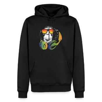 Affe DJ mit Kopfhörer und Sonnenbrille Geschenk - Männer Premium Bio Hoodie - Schwarz - Vorne - Nico (187cm)