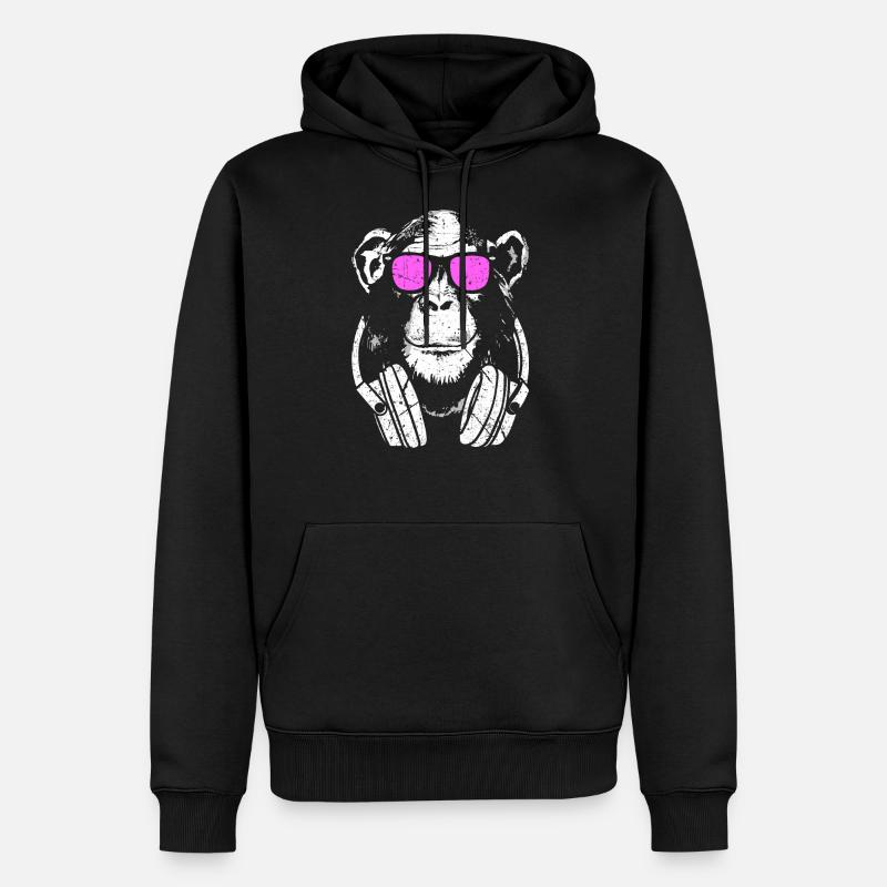 Monkey DJ - Sweat à capuche Premium bio Homme - noir