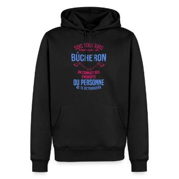 Bûcheron Shirt • la hache • Veste Bucheron - Sweat à capuche Premium bio Homme - noir - Devant - Nico (187cm)