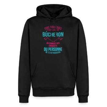 Bucheron Shirt • la hache • Veste Bucheron - Sweat à capuche Premium bio Homme - noir - Devant - Nico (187cm)