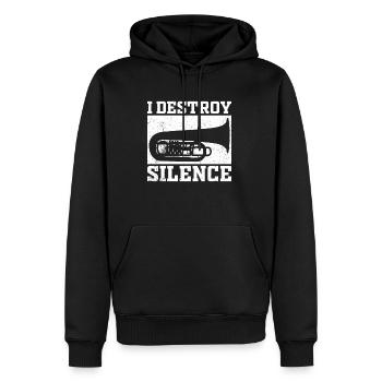 Tuba I Destroy Silence Lustiges Geschenk Tubist - Männer Premium Bio Hoodie - Schwarz - Vorne - Nico (187cm)