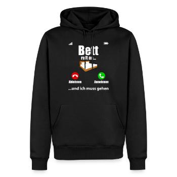 Bett Ruft An Lustiger Spruch Schlafen Geschenk - Männer Premium Bio Hoodie - Schwarz - Vorne - Nico (187cm)