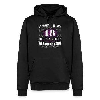 18 Jahre Geburtstag Geschenk Spruch Damen Herren - Männer Premium Bio Hoodie - Schwarz - Vorne - Nico (187cm)