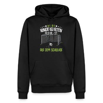 Bye Kindergarten Einschulung Schulanfang Fussball - Männer Premium Bio Hoodie - Schwarz - Vorne - Nico (187cm)