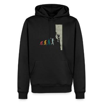 Bouldern Evolution Vintage Bergsteigen Klettern - Männer Premium Bio Hoodie - Schwarz - Vorne - Nico (187cm)