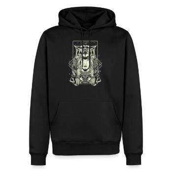 chef femme loup hibou chaman rêve mystique - Sweat à capuche Premium bio Homme - noir - Devant - Nico (187cm)