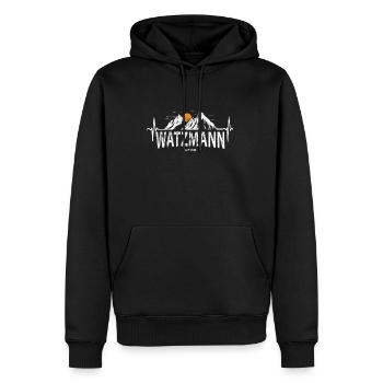 Watzmann 2713 Watzmannmassiv Bayern Herzschlag - Männer Premium Bio Hoodie - Schwarz - Vorne - Nico (187cm)