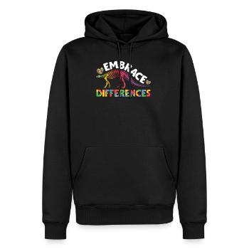 Autiste Dinosaure Neurodiversité Autiste - Sweat à capuche Premium bio Homme - noir - Devant - Nico (187cm)