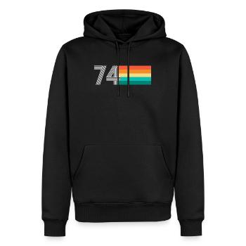 Anniversaire 74 - RETRO vintage - Sweat à capuche Premium bio Homme - noir - Devant - Nico (187cm)