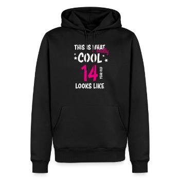 14e anniversaire 14 ans cadeau - Sweat à capuche Premium bio Homme - noir - Devant - Nico (187cm)