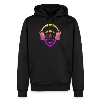 Monkey DJ Affe mit Kopfhörer und Sonnenbrille - Männer Premium Bio Hoodie - Schwarz - Vorne - Nico (187cm)