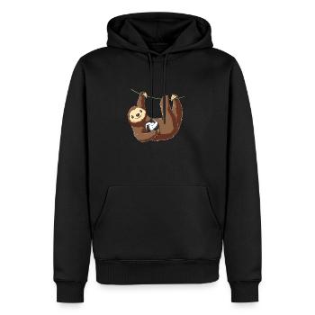 Paresse drôle avec volley-ball - Sweat à capuche Premium bio Homme - noir - Devant - Nico (187cm)
