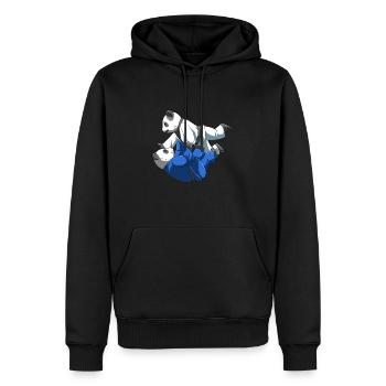 Ours panda à l'entraînement du BJJ - Sweat à capuche Premium bio Homme - noir - Devant - Nico (187cm)