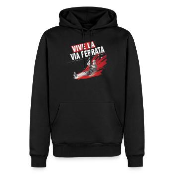 Es lebe der Klettersteig - via Corda - Männer Premium Bio Hoodie - Schwarz - Vorne - Nico (187cm)