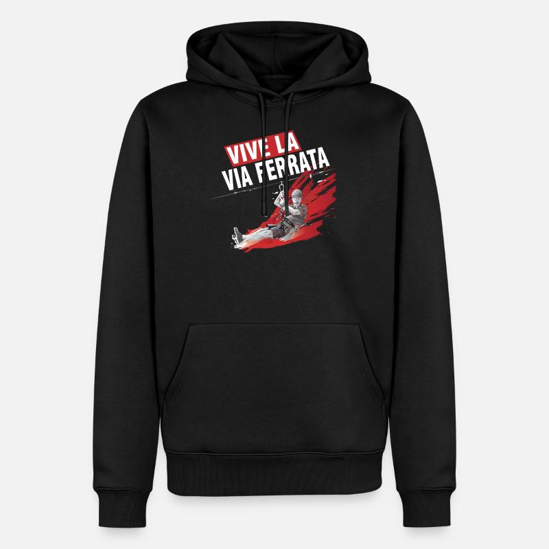 Es lebe der Klettersteig - via Corda - Männer Premium Bio Hoodie - Schwarz